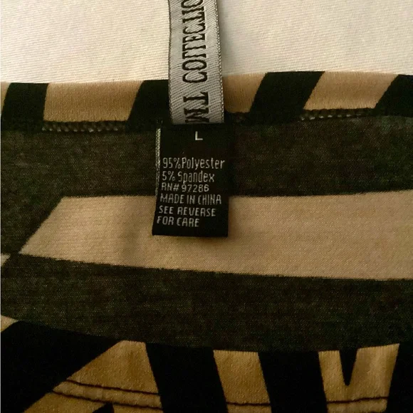 MT Collection Black & Tan Geometric Print Shift Dress Size Large - Picture 4 of 8